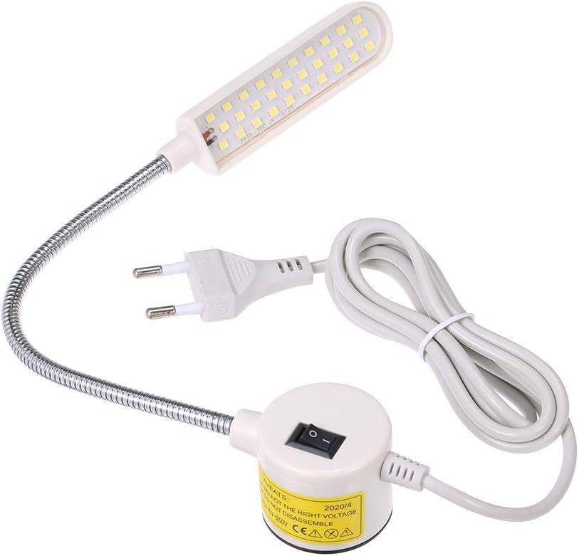 Lampa LED 6 W do maszyny do szycia, podstawa stała, elastyczny przewód, giętka szyjka, do prac domowych