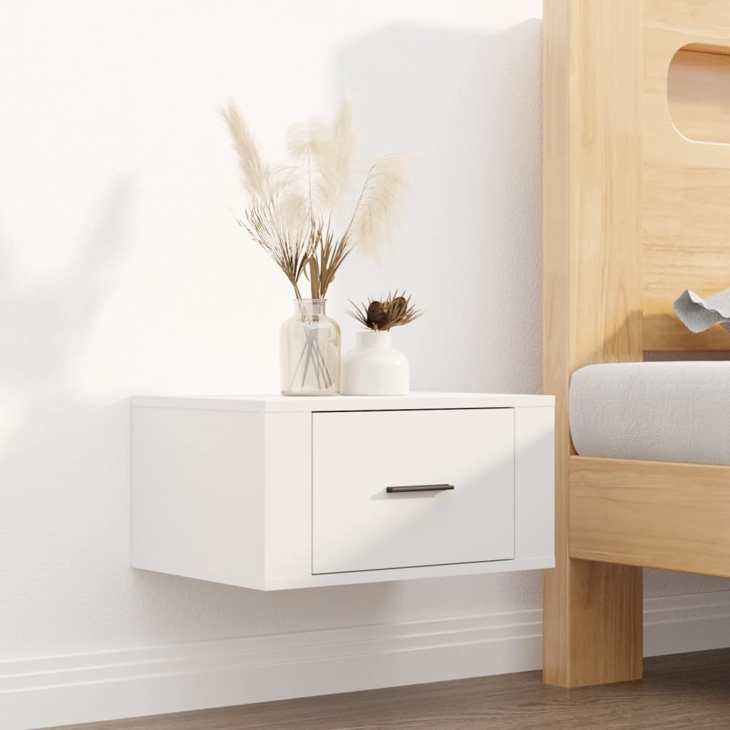Pack de 2 Mesitas de noche de pared，Mesitas de noche flotantes，Mesilla de noche blanco 50x36x25 cm CFW71362 - 3