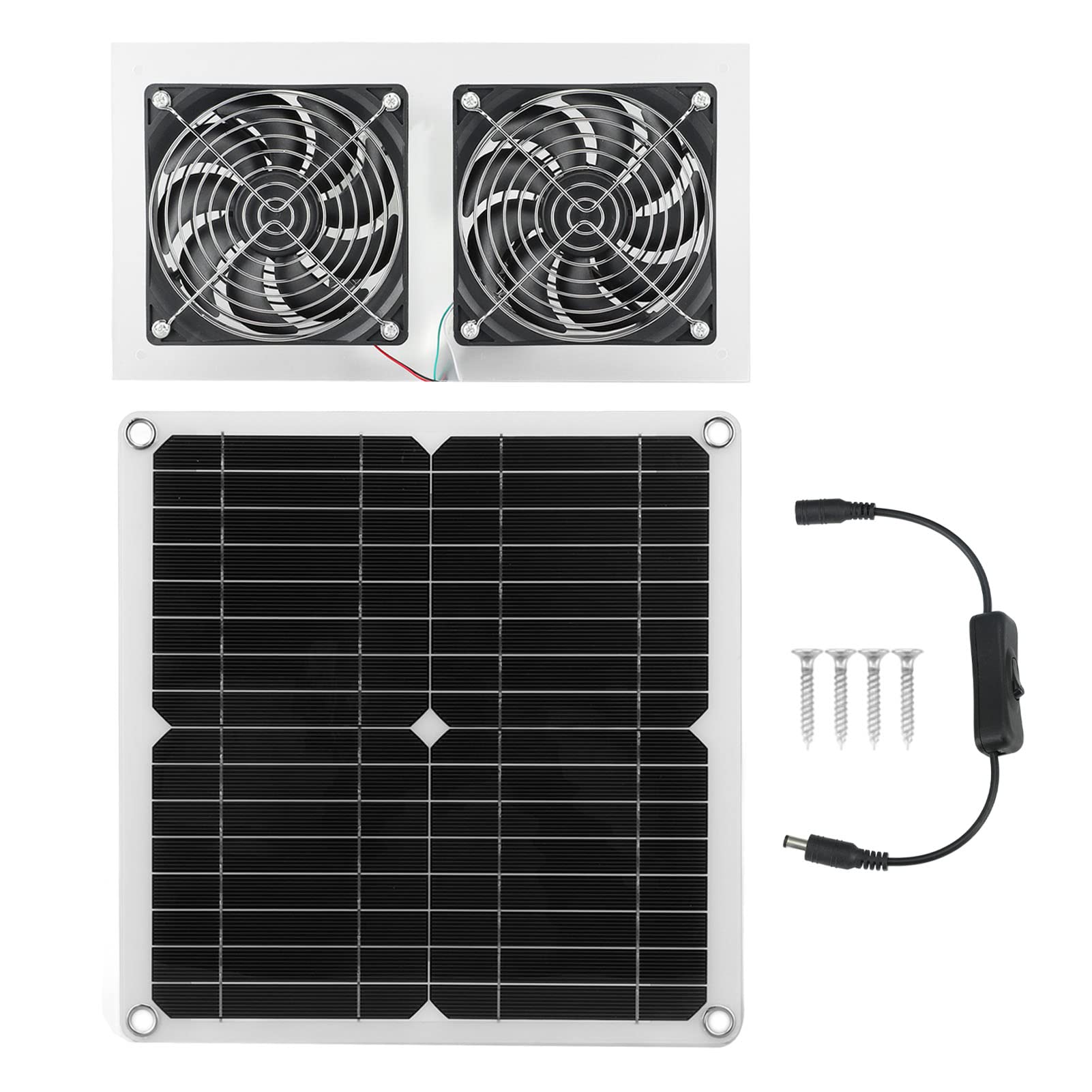 Kit Ventilateur Solaire 15W Avec 2 Ventilateurs D'extraction - Étanche, Pour Serre, Poulailler, Camping-car