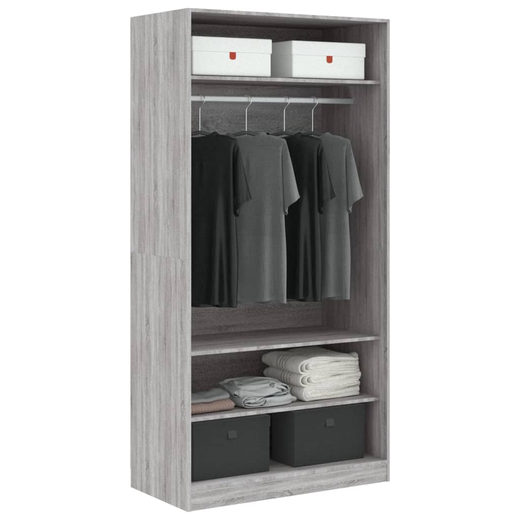 Garde-robe sonoma gris 100x50x200 cm bois d'ingénierie - 4