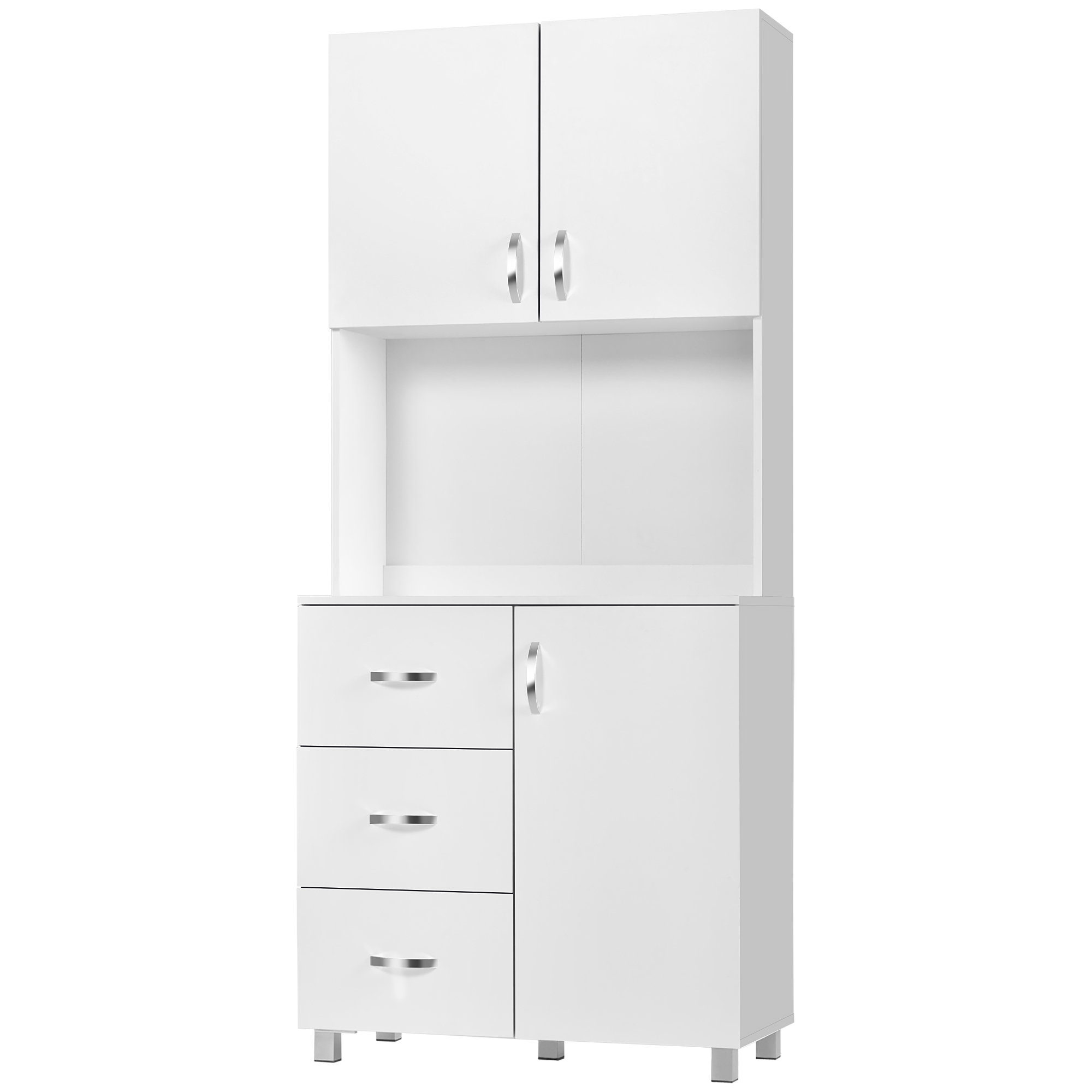 Credenza Soggiorno HOMCOM 140x40cm - Con 2 Ante, Ripiani Regolabili E Chiusura Ammortizzata | Bianco Lucido - Foto 5