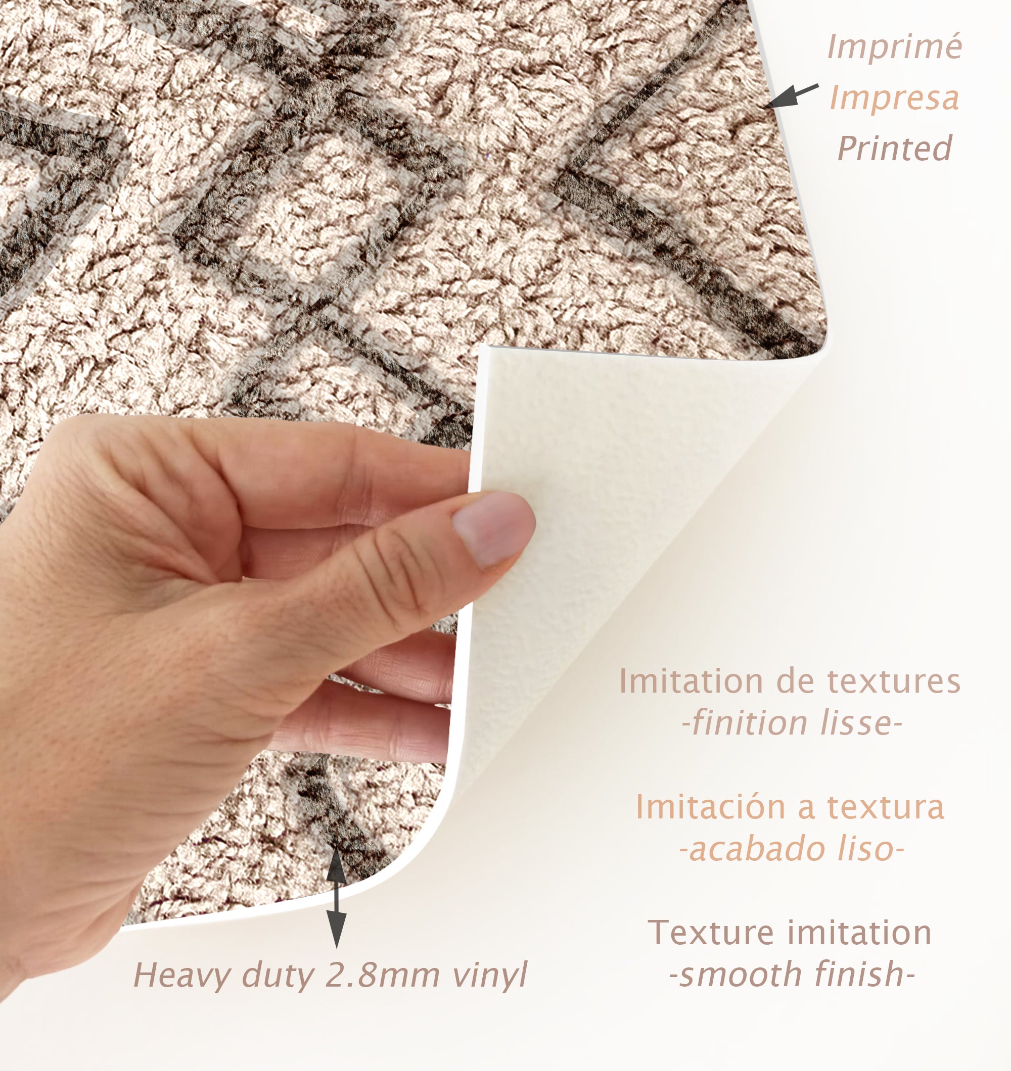 Tapis antidérapant en vinyle, Nasila 160x230 cm - PVC imprimé, lavable, ignifuge, pour le salon et la cuisine - 5