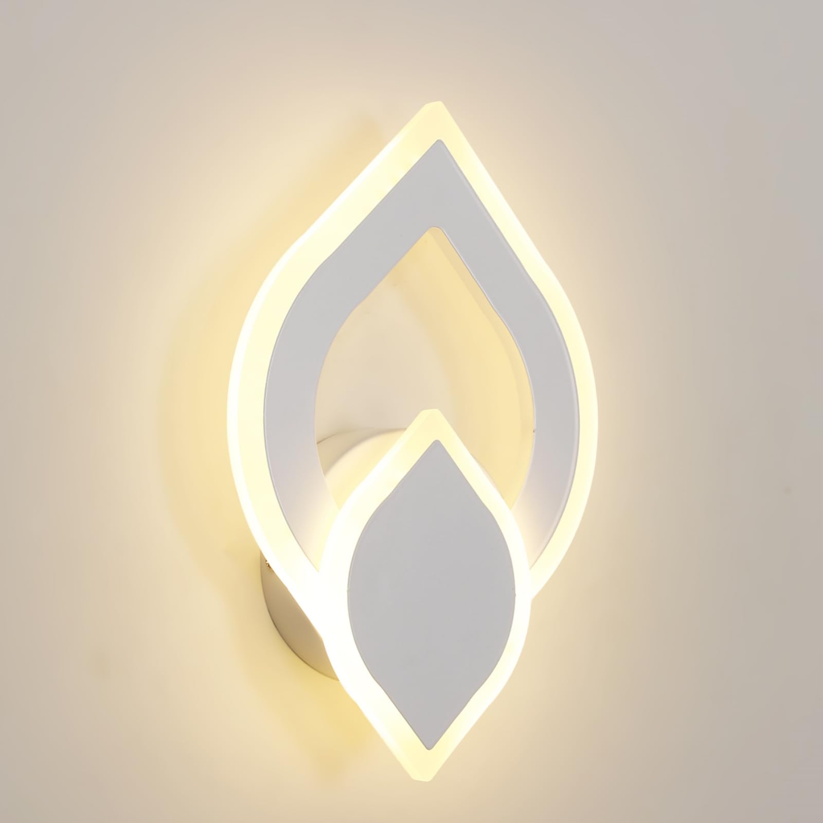 Wewnętrzna lampa ścienna LED, lampa ścienna LED 16W biała 1800LM, oprawa ścienna w kształcie kwiatu z akrylu do salonu, sypialni, biała ciepła 3000K