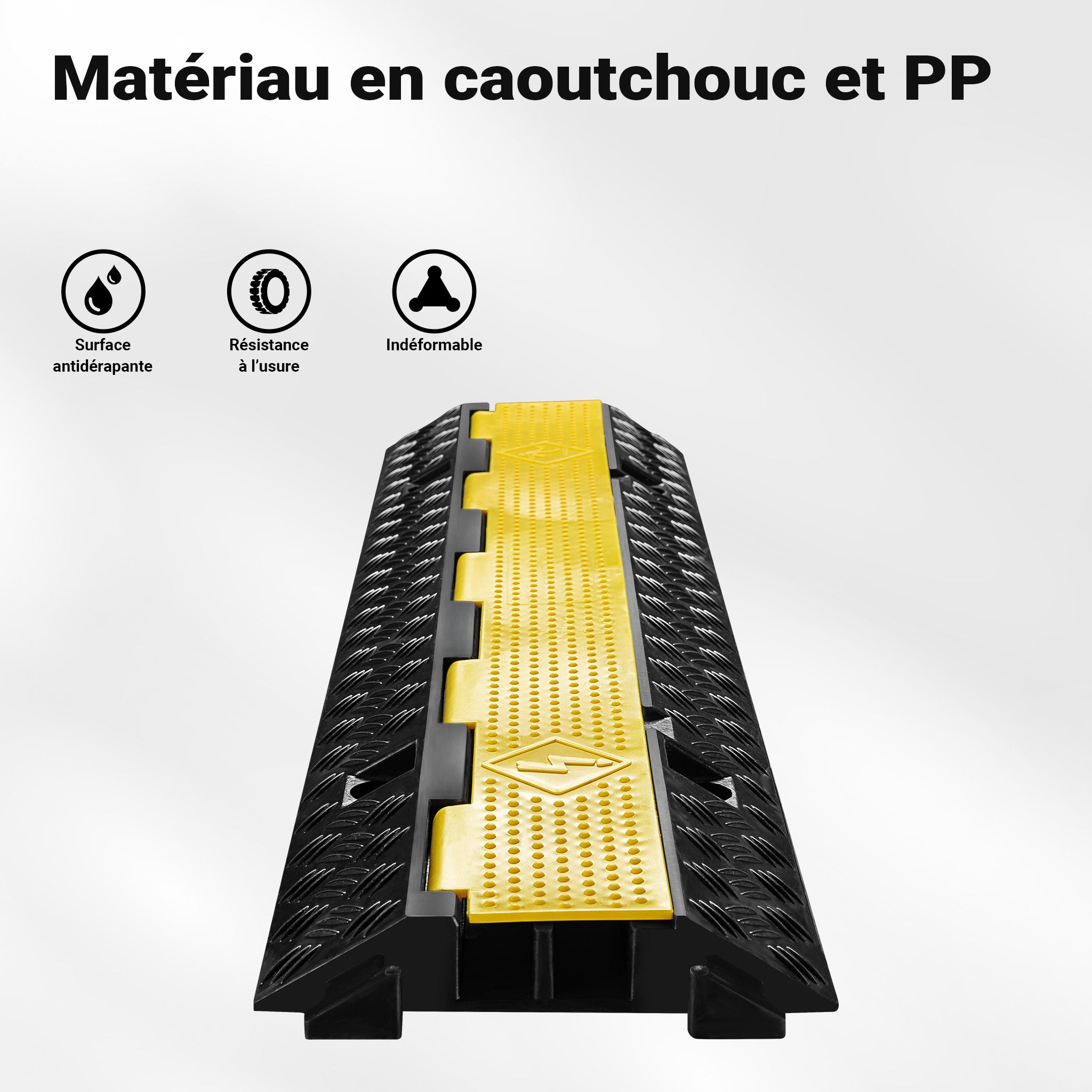 Wiltec Pedana passacavi carrabile 98 x 24 x 4,5 cm, copricavi con portata 13 t, copritubo calpestabile fino a 30 km/h, protezione antiurto da ester - 3