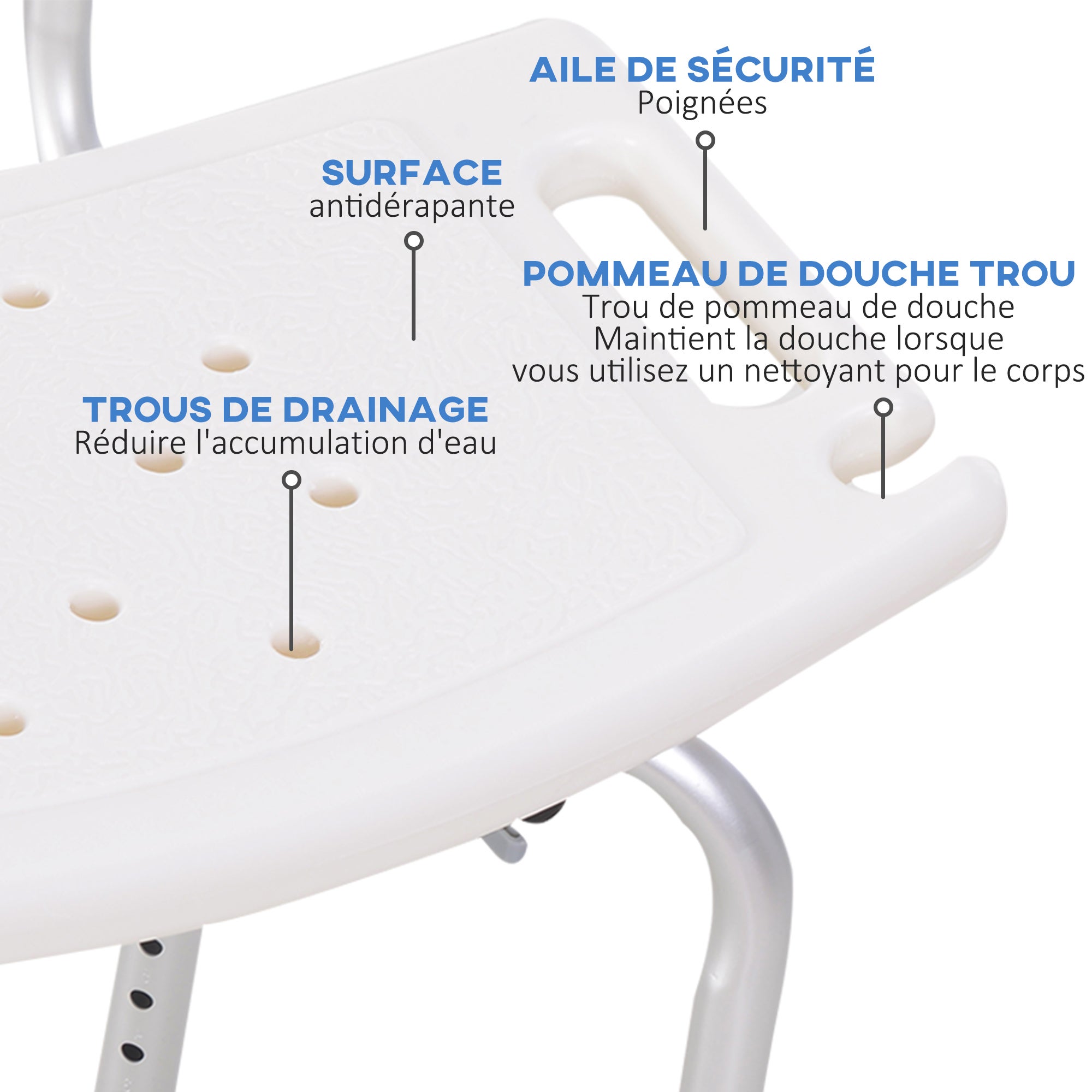 chaise de douche Aluminium HOMCOM - 4