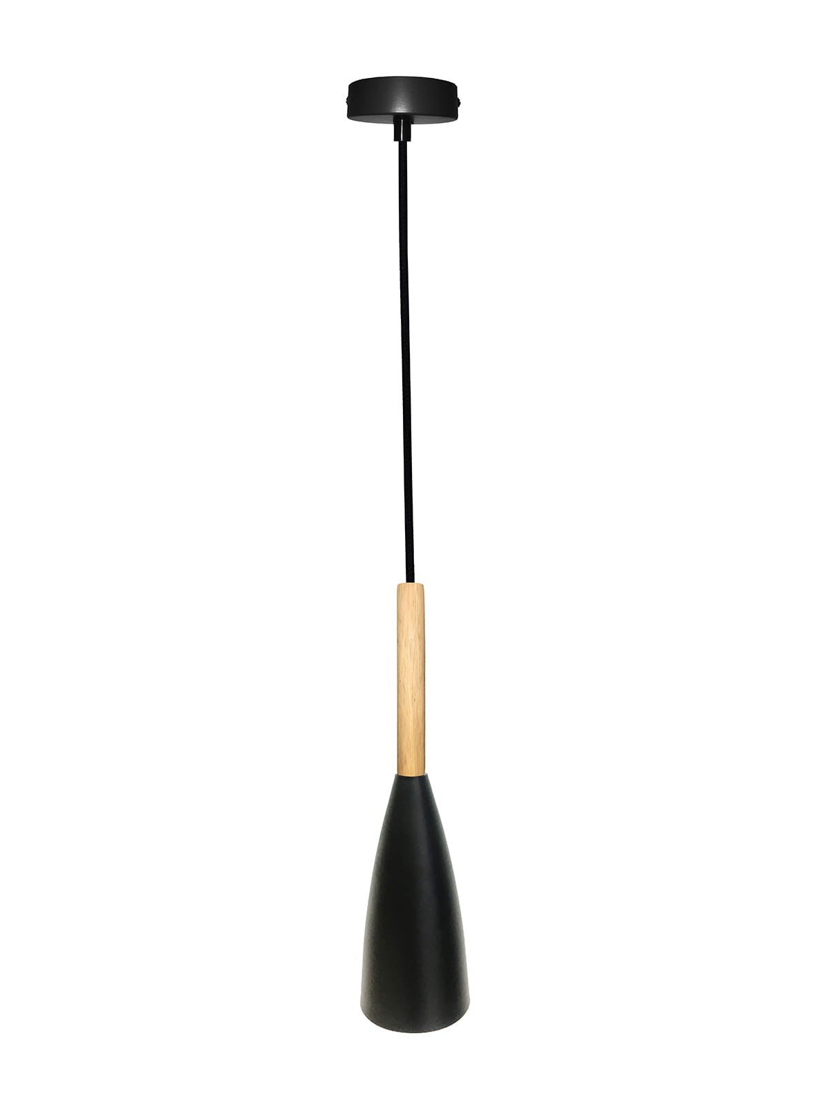 Lampa sufitowa wisząca Trosa czarna-jasne drewno 1xE27x40W wym: 90 x 10 x 10 cm metal Candellux