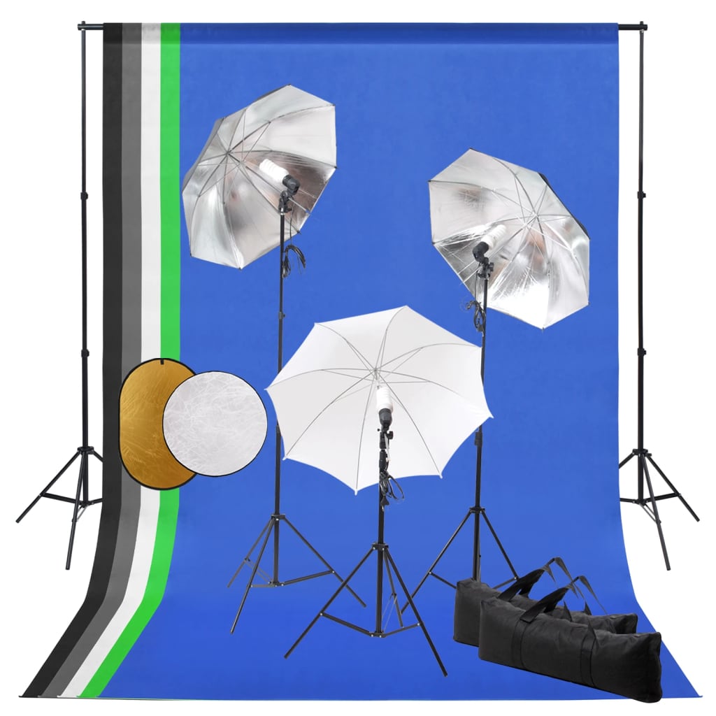 Kit estudio fotográfico con lámparas sombrillas fondo reflector vidaxl