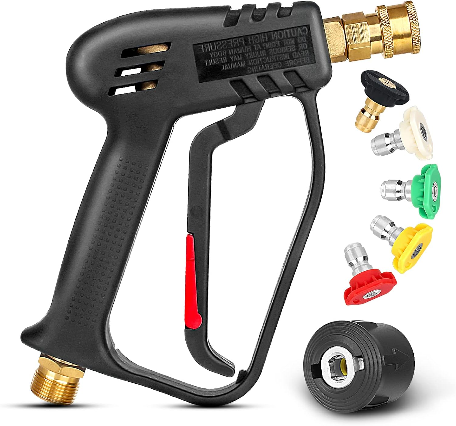 Pistolet do myjki ciśnieniowej 4000 PSI z 5 wymiennymi dyszami rozpylającymi, pistolet do mycia strumieniowego ze szybkozłączką 1/4"