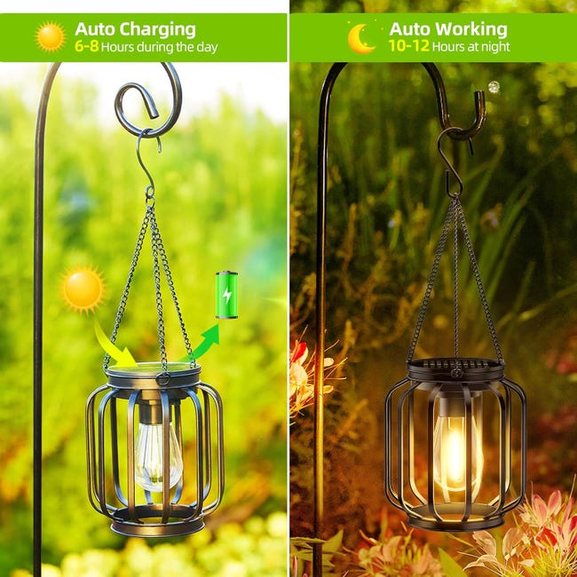Lanterne Solaire Extérieure Métal Cerf Et Arbres - Décoration Halloween Étanchéité DEL Suspendue Pour Jardin Terrasse