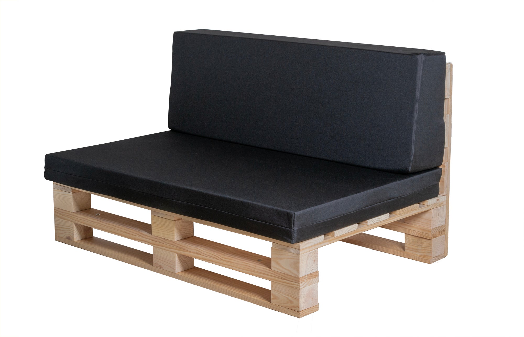 Conjunto cojines tejido impermeable para sofa de palets de 120cm x 80cm (asiento + respaldo) negro
