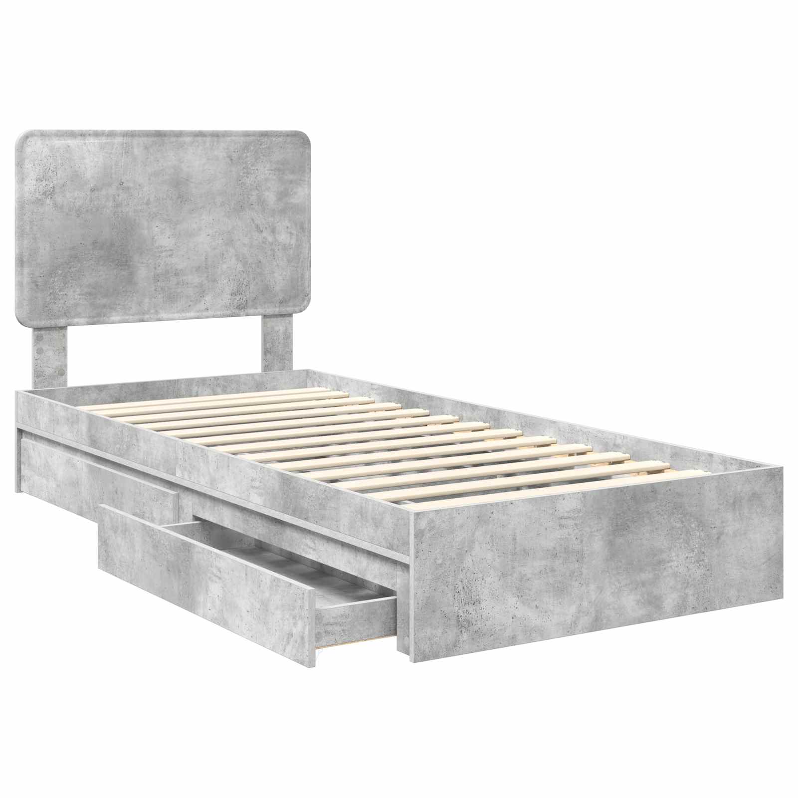 Lit de rangement Gris béton 90 x 190 cm panneau de bois - 5