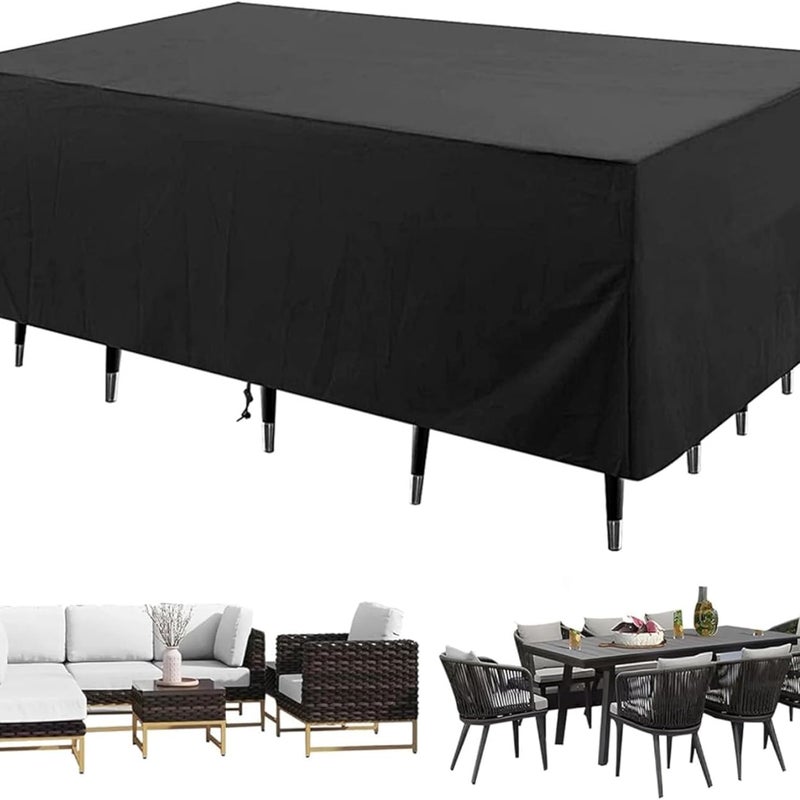 Pokrowiec ochronny na meble ogrodowe, tkanina Oxford 210D, odporny na warunki atmosferyczne pokrowiec na stół i krzesła ogrodowe (280*204*106 cm)