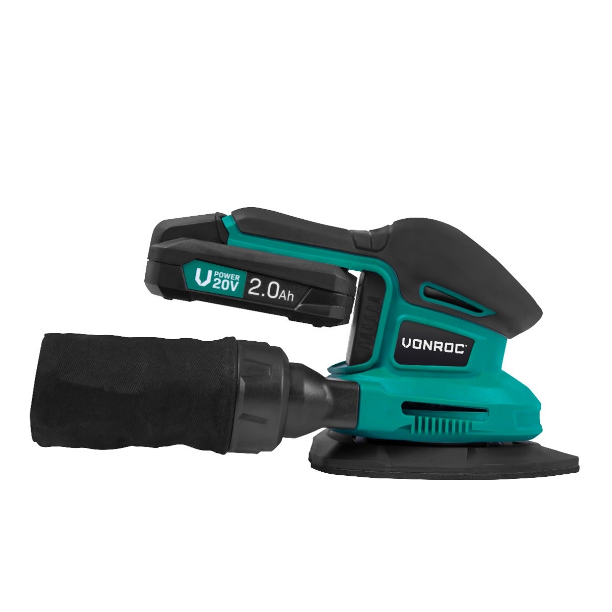 Ponceuse delta multifonction VONROC sans fil 20V – 6 feuilles abrasives, Batterie 2.0Ah et chargeur inclus - 2