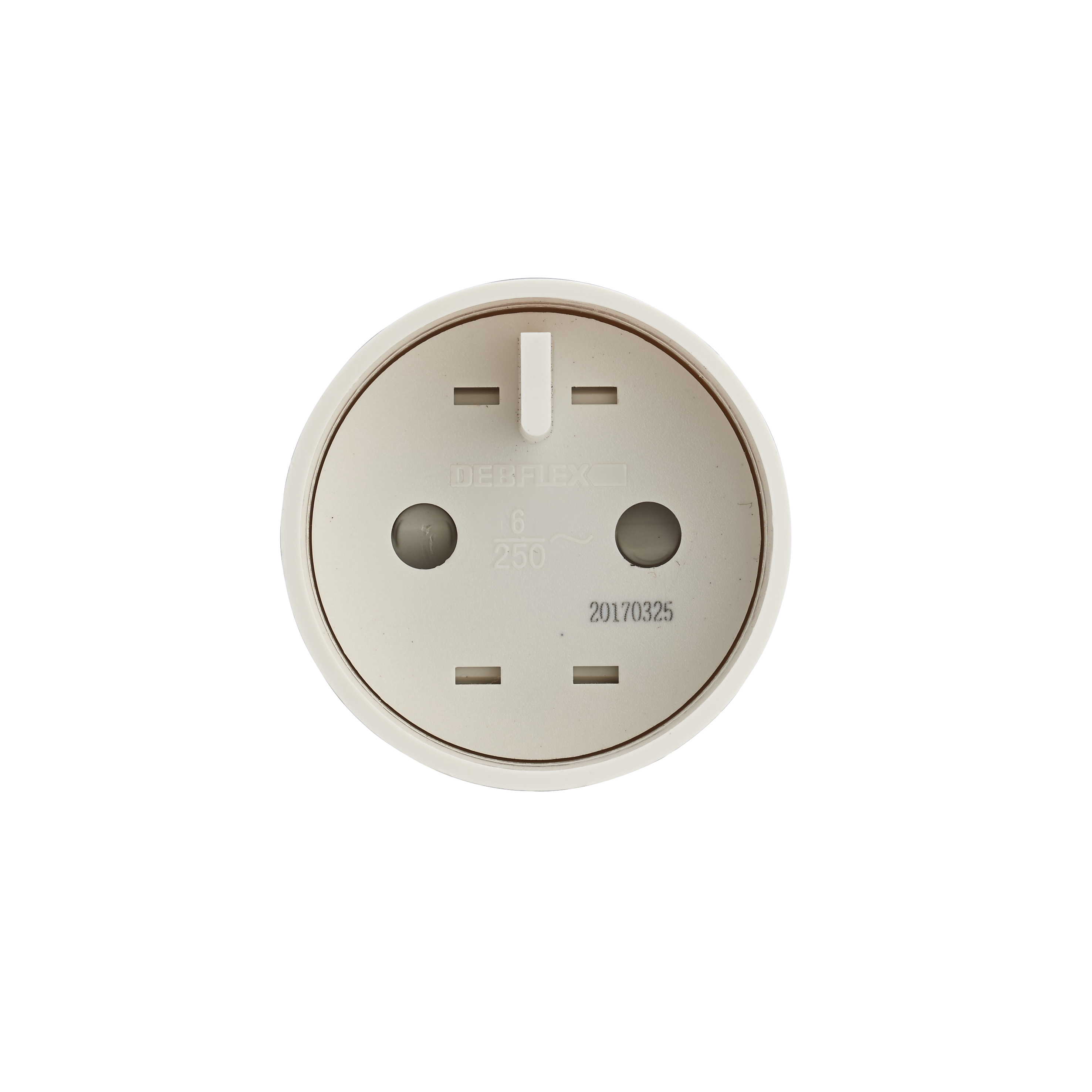 Debflex Stecker 2-polig, 16 A – Schwarz, Rechts, Mit Verzinkter Metallkappe