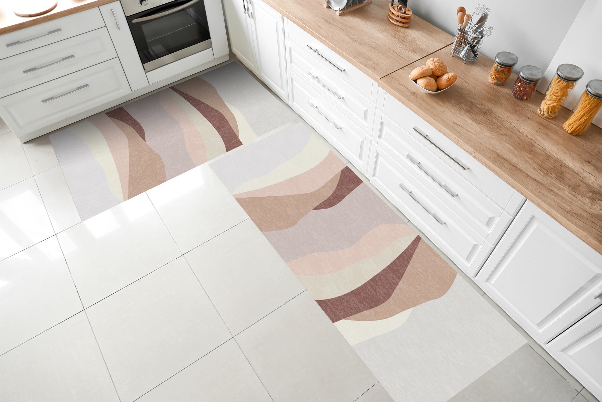 Alfombra de vinilo, kamikochi 66x150 cm - pvc antideslizante, lisa impresa, vinilica para cocina o salón, lavable