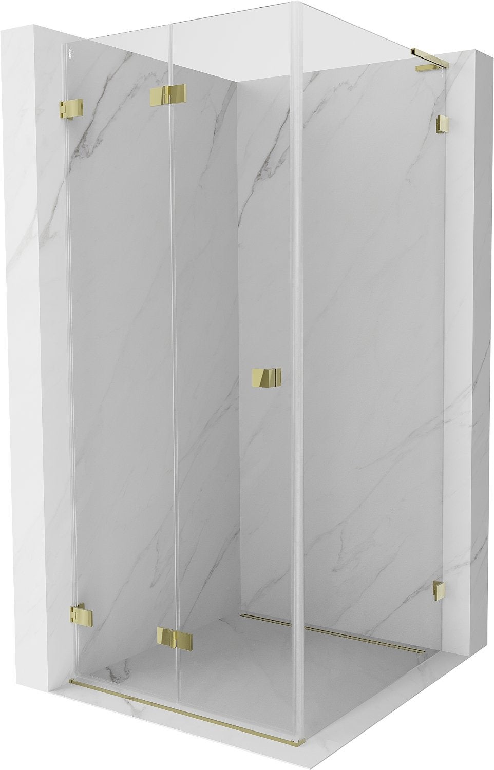 Mexen Lunar-F L kabina prysznicowa składana lewa 70 x 70 cm, transparent, złota - 836L-070-070-50-00-L