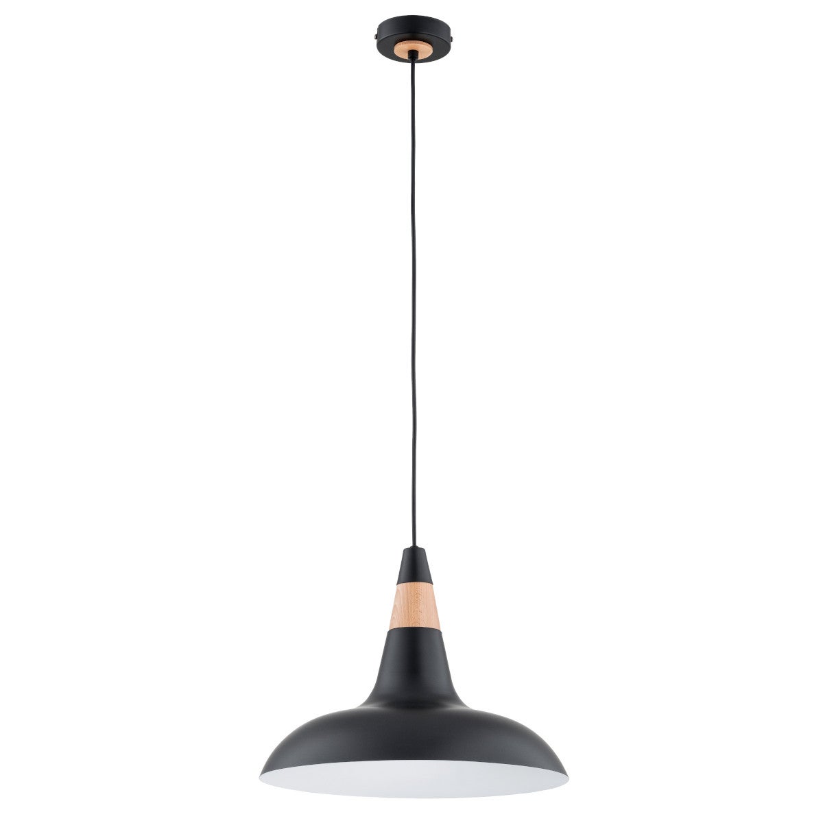 Lampa wisząca Doro czarna-jasne drewno 1xE27x15W do kuchni wym: 90 x 38,5 x 38,5 cm metal Alfa