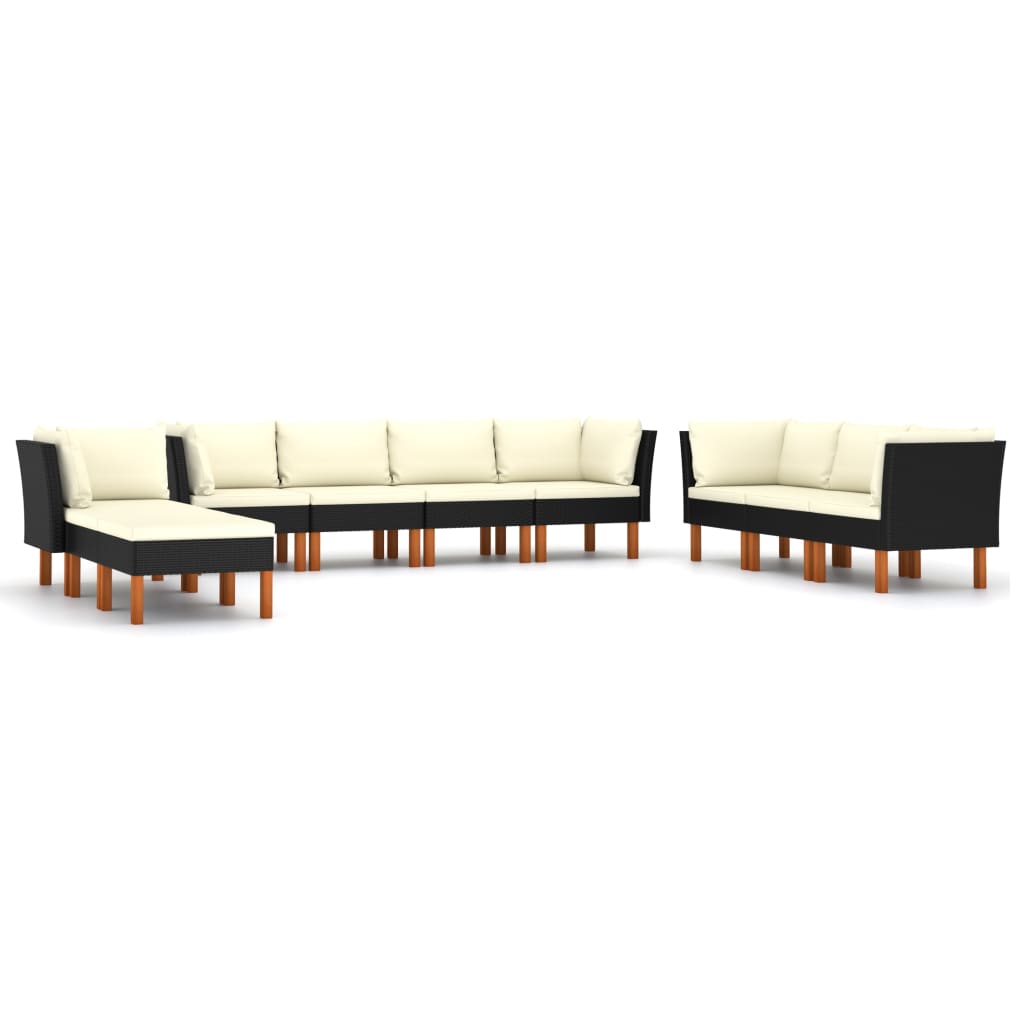 Maison Exclusive - Set Divani da Giardino 10 pz con Cuscini in Polyrattan Nero - 2