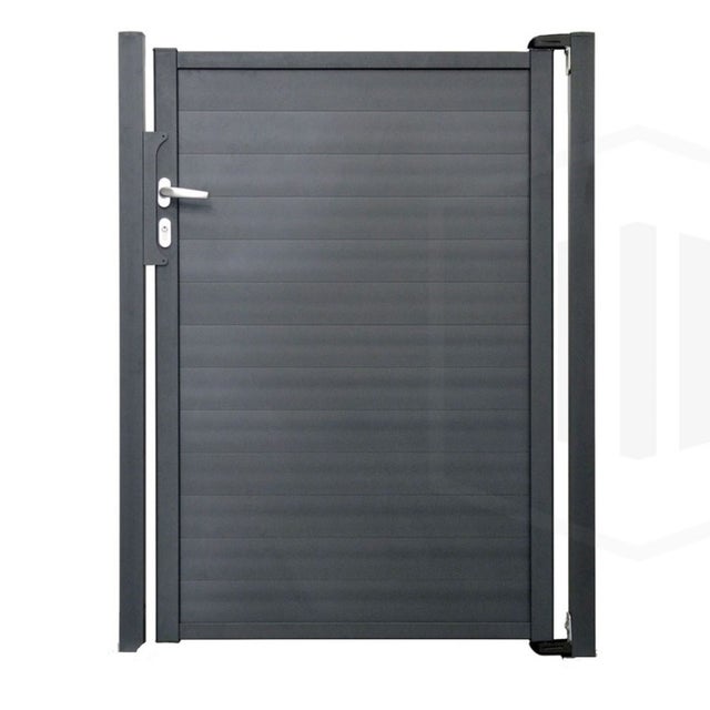 Portillon aluminium plein Haut 180 x Larg 100 cm - Gris 7016 - Vendu avec 2 poteaux