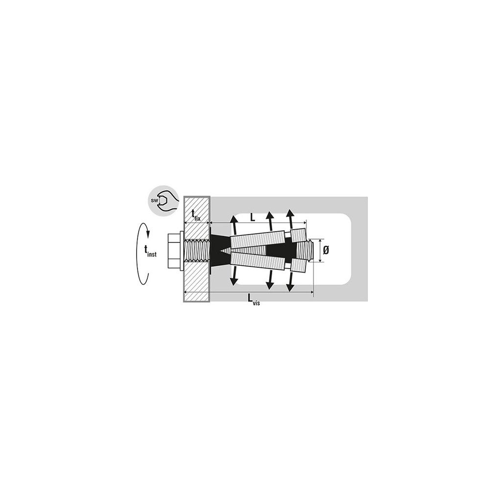 Chevilles multi matériaux charges lourdes acier zingué avec vis M8X75 boîte de 25 SCELL IT XMAX BOLT M08X75 - 5