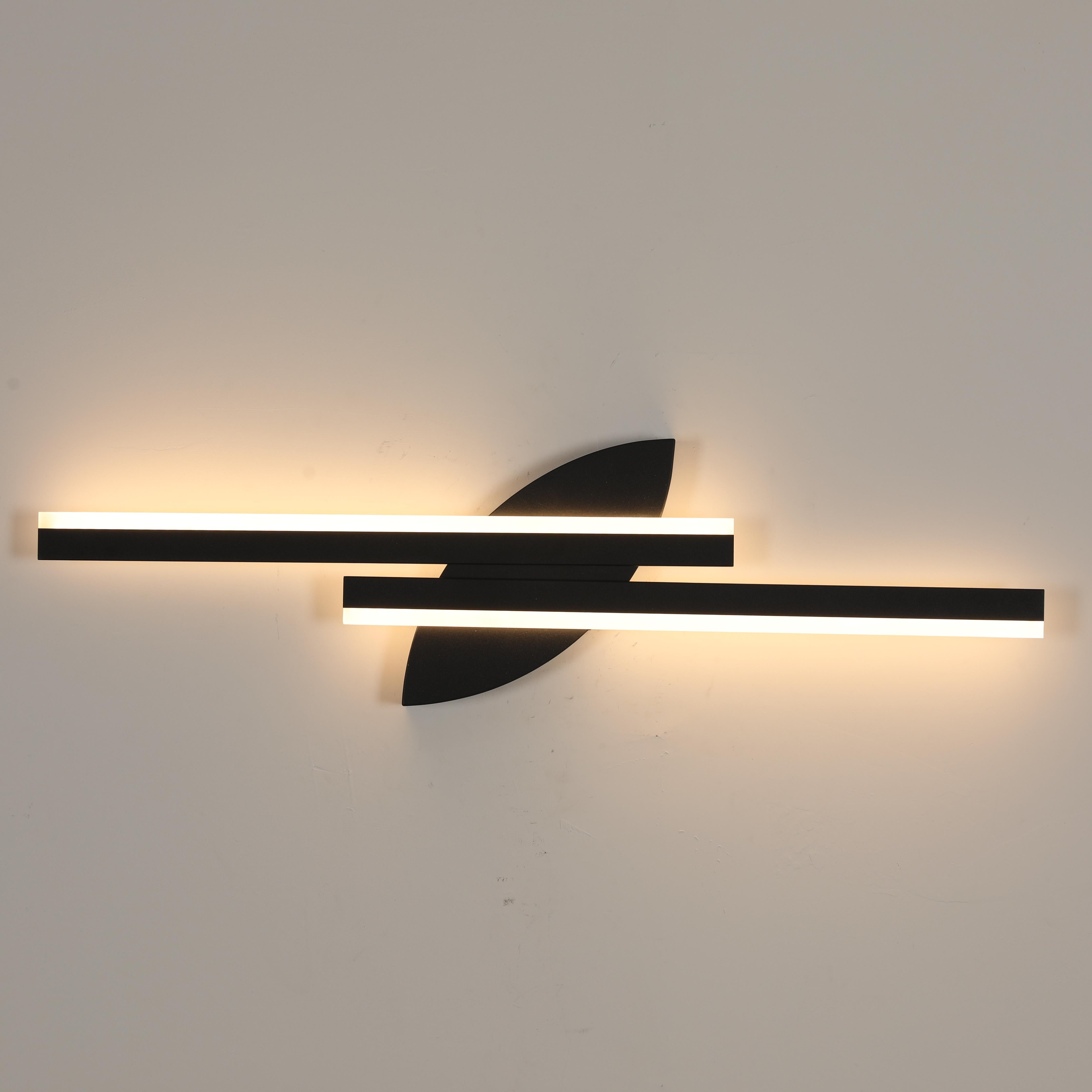 GLAMARIS Wewnętrzny Kinkiet LED, 14W kinkiet 3000K-6000K, 72CM Czarna Lampa Ścienna Nowoczesny Design do Sypialni Salonu Korytarza Schodów