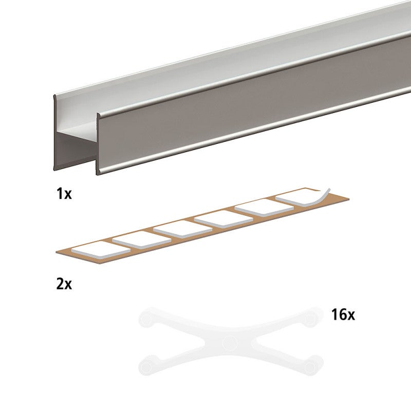 Kit profil en H SLID'UP 230 pour porte 19 mm - 1,8 m - argent - 2
