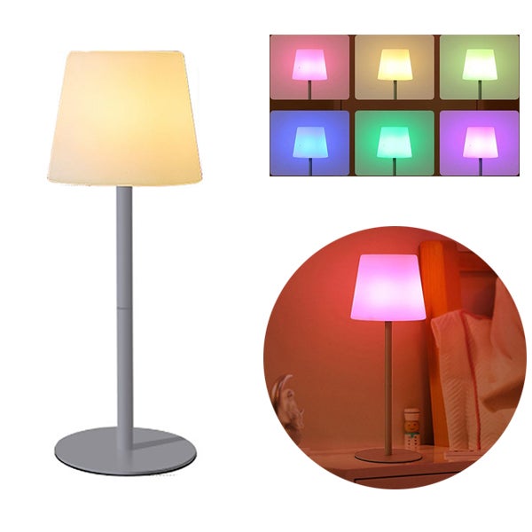1 bezprzewodowa lampka stołowa LED, lampka biurkowa RGB na baterie z pilotem, szara - 3W - 5V