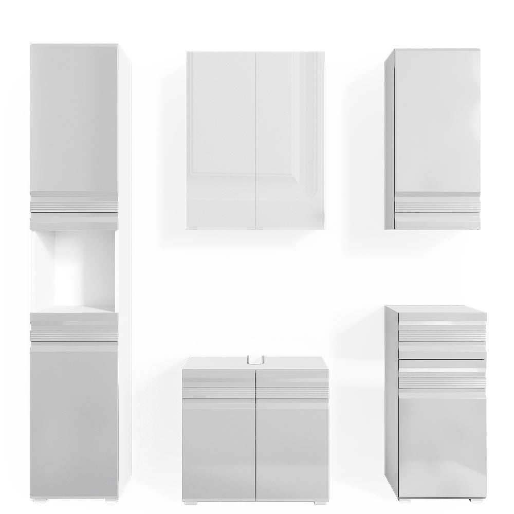 Vicco Zestaw mebli łazienkowych Fredd, Biały wysoki połysk, 5 części