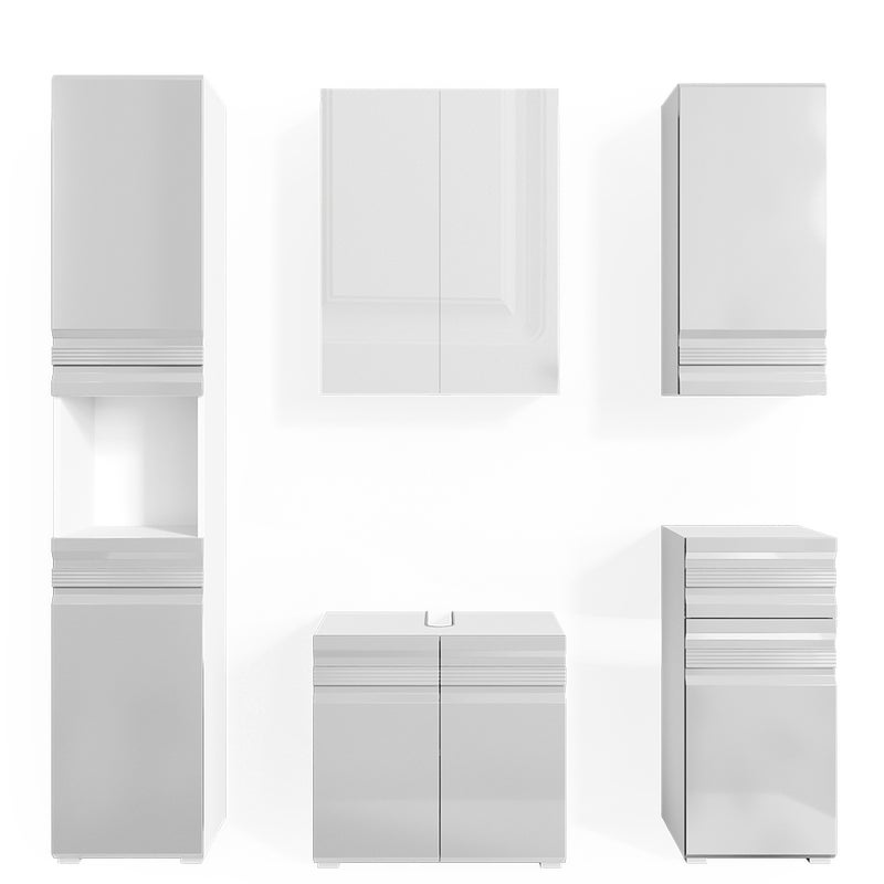 Vicco Zestaw mebli łazienkowych Fredd, Biały wysoki połysk, 5 części