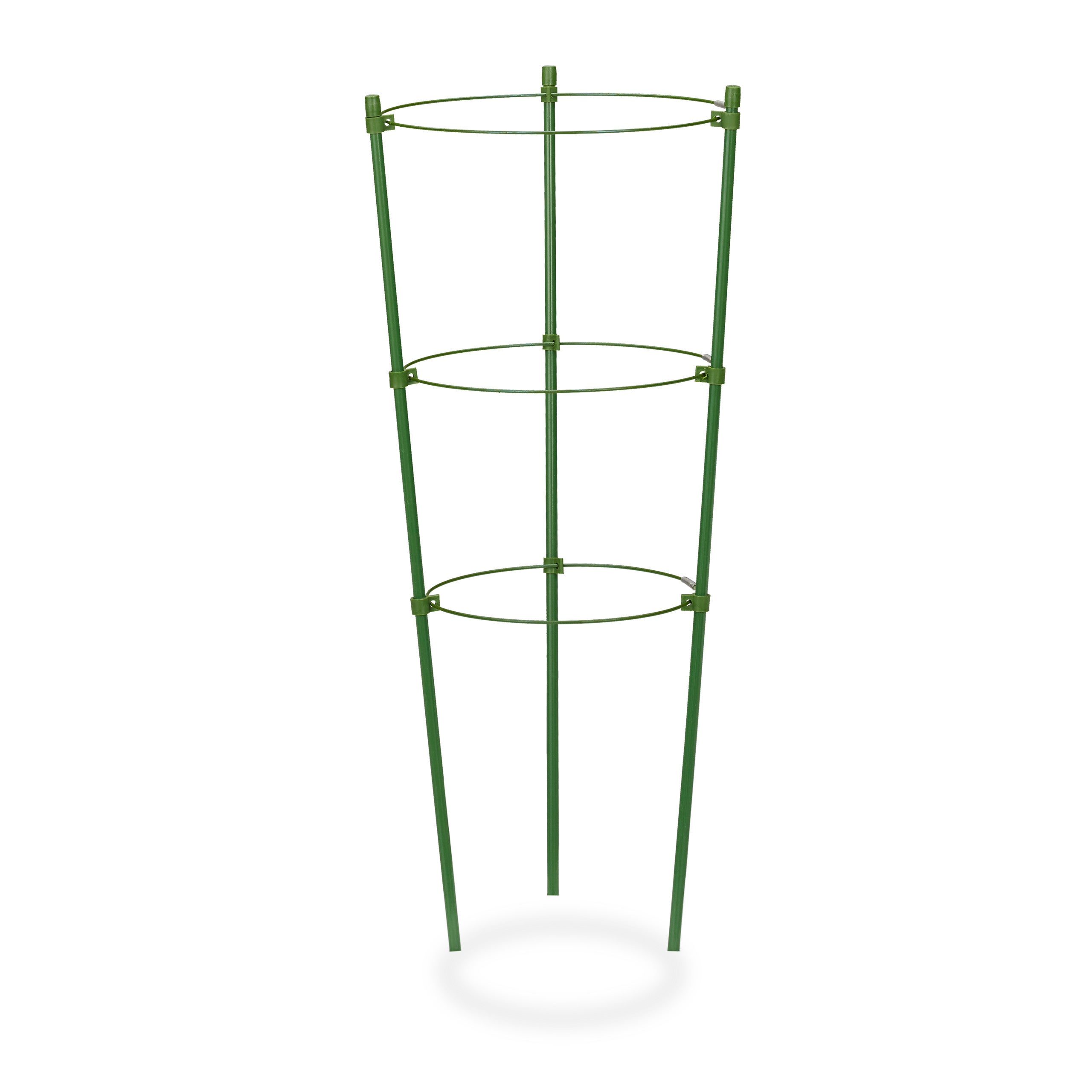Tuteur pour tomates, plantes grimpantes, lot de 4, métal, plastique, 3 anneaux réglables, HxD:45x18cm, vert, Relaxdays - 8