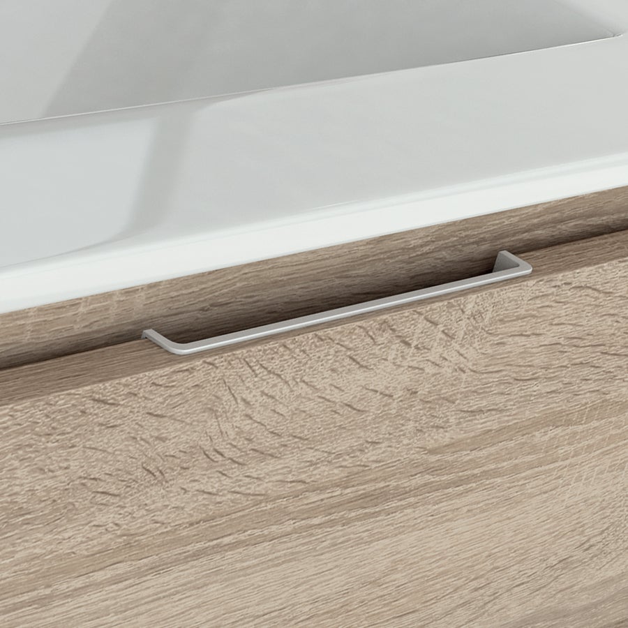 Meuble de salle de bain simple vasque - 2 tiroirs - IRIS et miroir Led STAM - hibernian (bois blanchi) - 80cm - 5