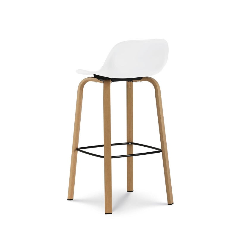 Conjunto de 2 taburetes de bar blancos de estilo escandinavo con patas de metal efecto madera - Altura 66cm - 6