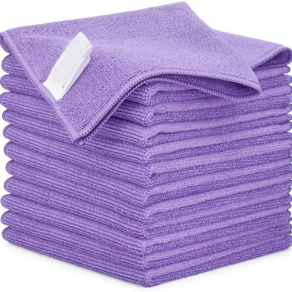 Panni in microfibra viola, 12 pezzi, morbidi, assorbenti, riutilizzabili e senza pelucchi, 30x30 cm, per la pulizia, panni in microfibra per casa e au - 2