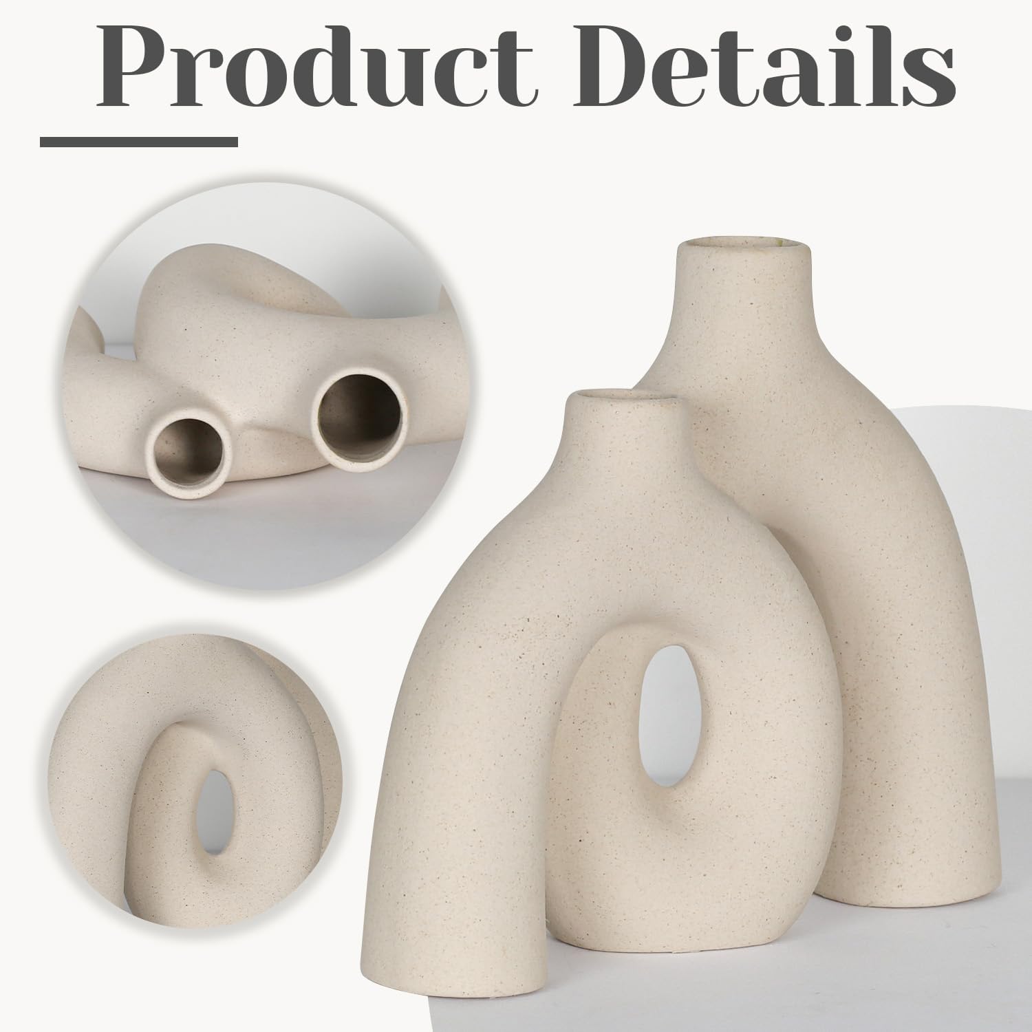 Lot de 2 vases en céramique – Décoration d'intérieur bohème nordique élégante – Le cadeau idéal pour votre salon - 6