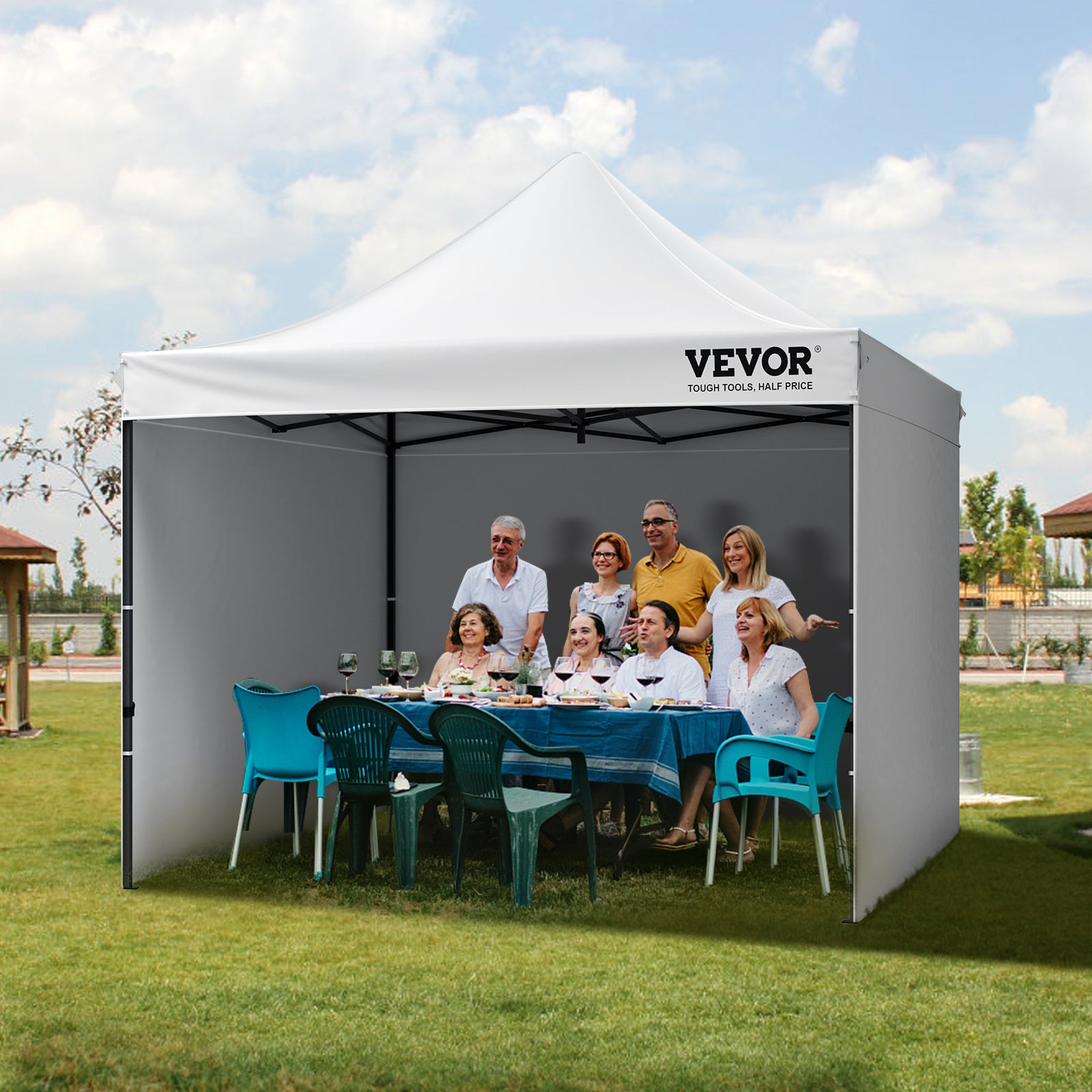 Tonnelle Pop-Up VEVOR 3x3 m avec Parois Amovibles, Imperméable et Résistante UV, avec Sac à Roulettes, Pour Jardin et Terrasse - 8