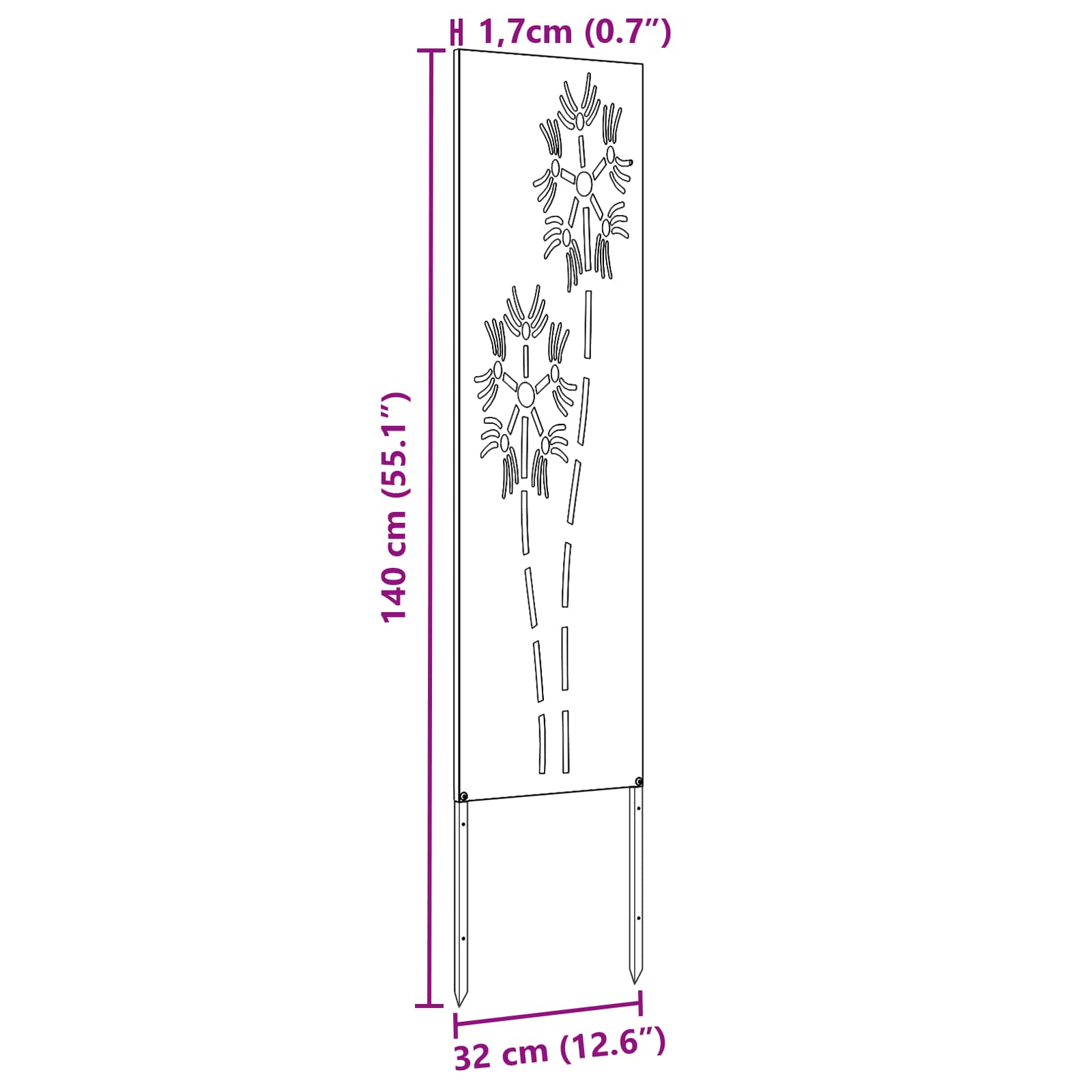 Écran de confidentialité de jardin Fretwork Blanc 32 x 140 cm vidaXL - 3