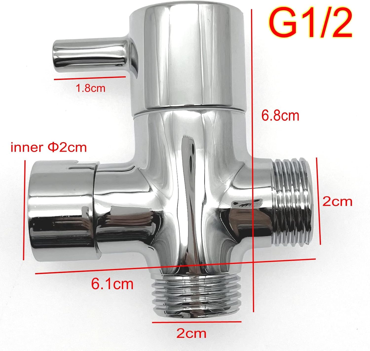 1/2 Pouce Vanne dérivation de bras douche 3 Voies séparateur pommeau douche laiton,métal avec rondelles caoutchouc, inverseur débit adaptateur douche - 2