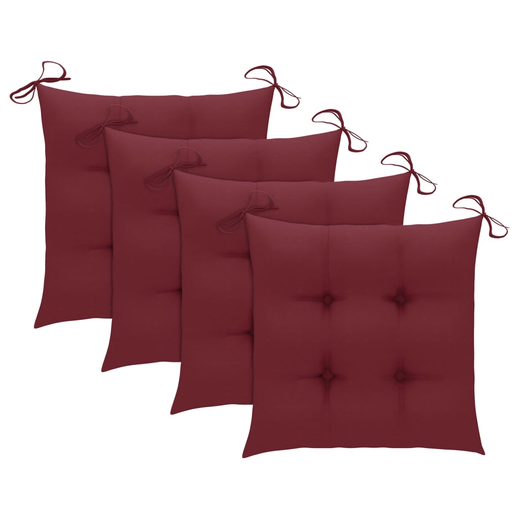 4 piezas Sillas de jardín | Silla de exterior | Sillon jardín plegables cojines madera maciza acacia CFW602274 - 9