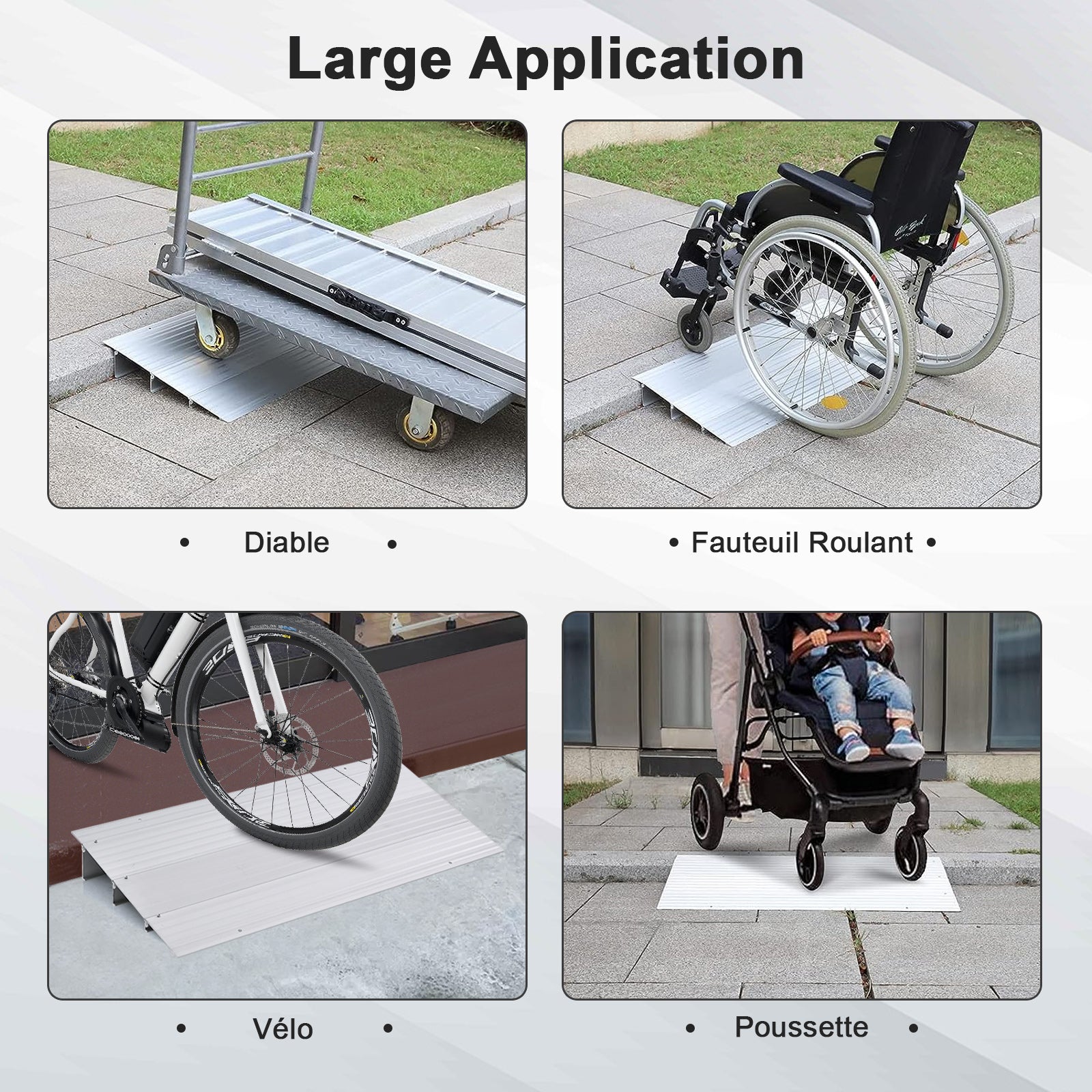 Rampe de Seuil de Porte de 8,5cm avec Hauteur Réglable,Charge 317KG, pour Fauteuils Roulants - 6
