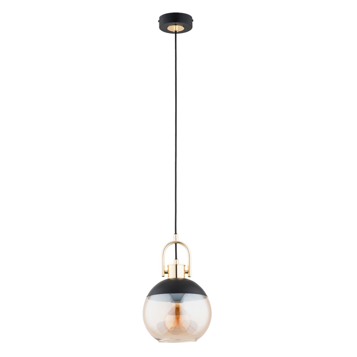 Lampa wisząca Hilto czarno-złota-bursztynowy 1xE27x15W wym: 95 x 20 x 20 cm szkło Alfa