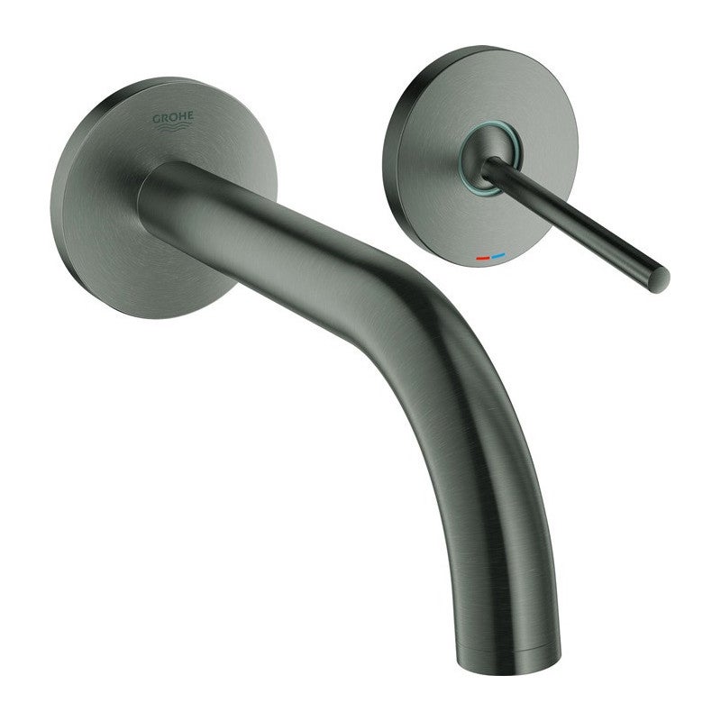 Baterie lavoar Grohe 19287AL3, Atrio, 1/2'', M, 185 mm, pe perete, monocomanda, necesita set fixare, mat, grafit