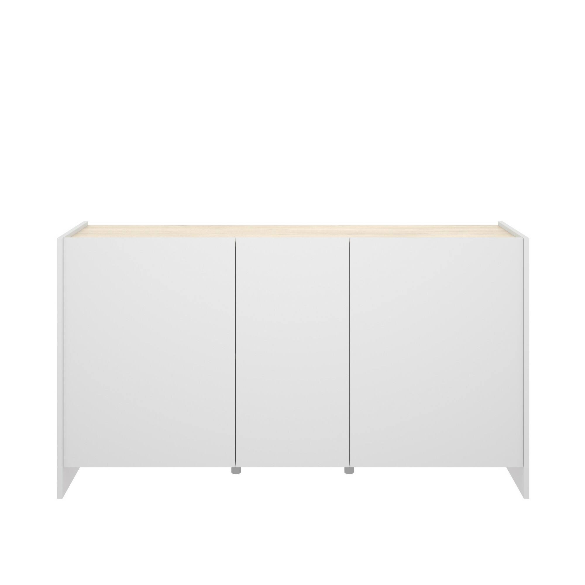 Credenza Calino, Buffet da soggiorno, Madia moderna da salotto a 3 ante, 138x42h76 cm, Bianco e Rovere - 6