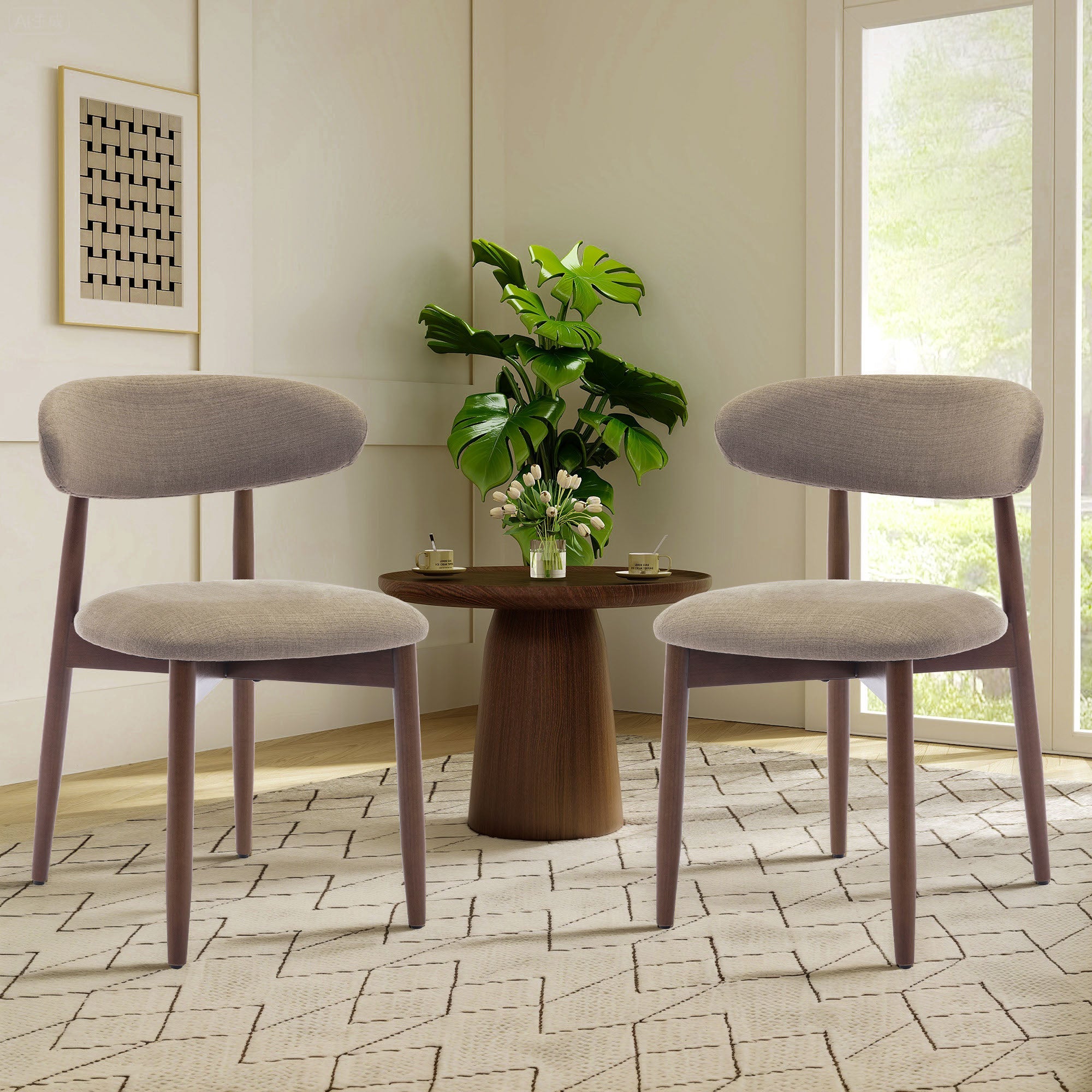 Lot de 2 Chaises de Salle à Manger, Assise en Mousse Haute Densité, Dossier Ergonomique, Marron - 8