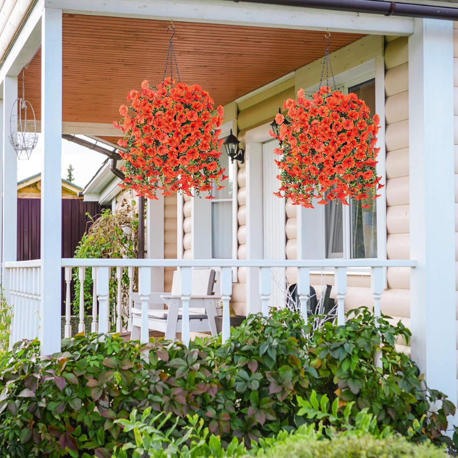 HBell 2 fiori artificiali da appendere, resistenti ai raggi UV, bouquet di fiori da appendere, piante rampicanti pendenti per parete, casa, giardino, cortile, patio, matrimoni, interni ed esterni
