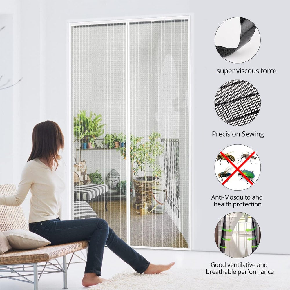Moustiquaire Porte MagnéTique Blanc 135x205cm Anti Insectes Mesh
