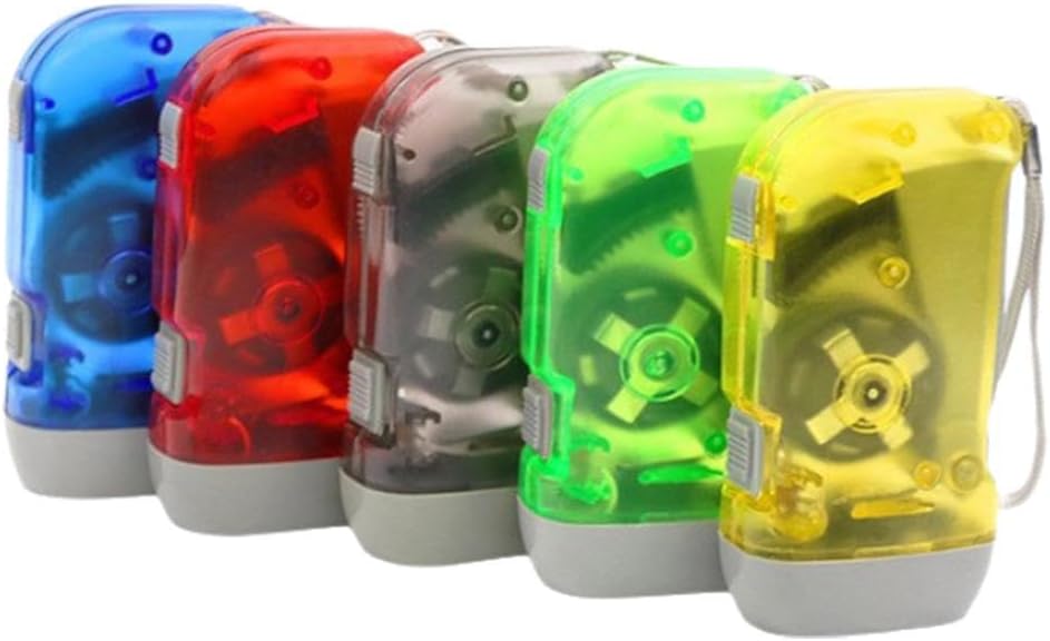 Zestaw 5 latarek awaryjnych LED z korbką - 3 diody LED, idealne na kemping, wspinaczkę, wyprawy z plecakiem i piesze wędrówki