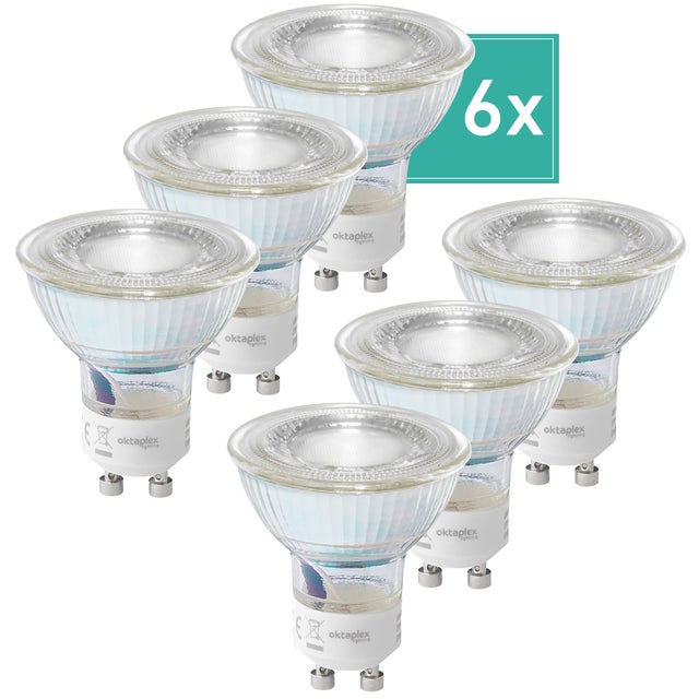 Oktaplex LUX 6x ampoule LED GU10 pour spots encastrables 450lm 2700K blanc chaud angle lumineux 120° 230V 2,5W (equivalent 55W) - classe énergétique A