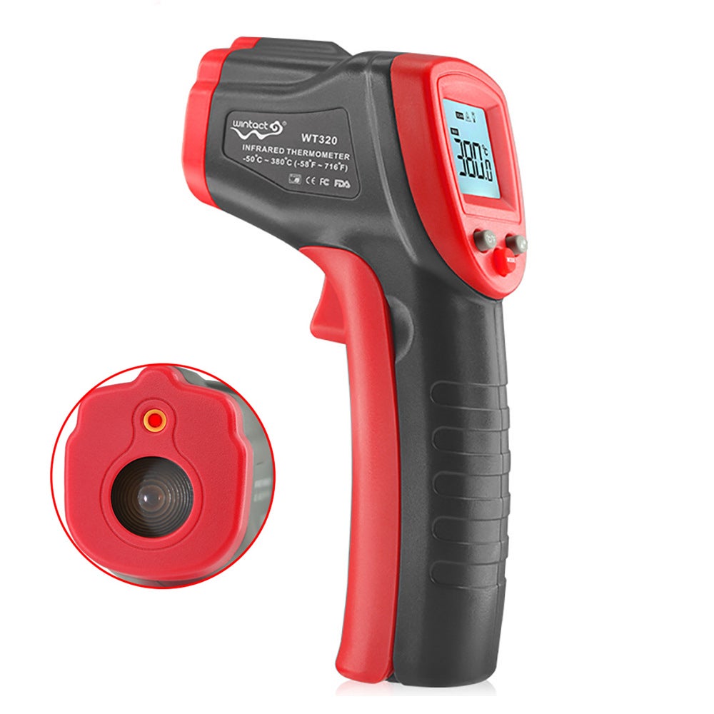 Thermomet Jaune 320 - Thermomètre Infrarouge Numérique C-F Sans Contact, Pyromètre IR Laser
