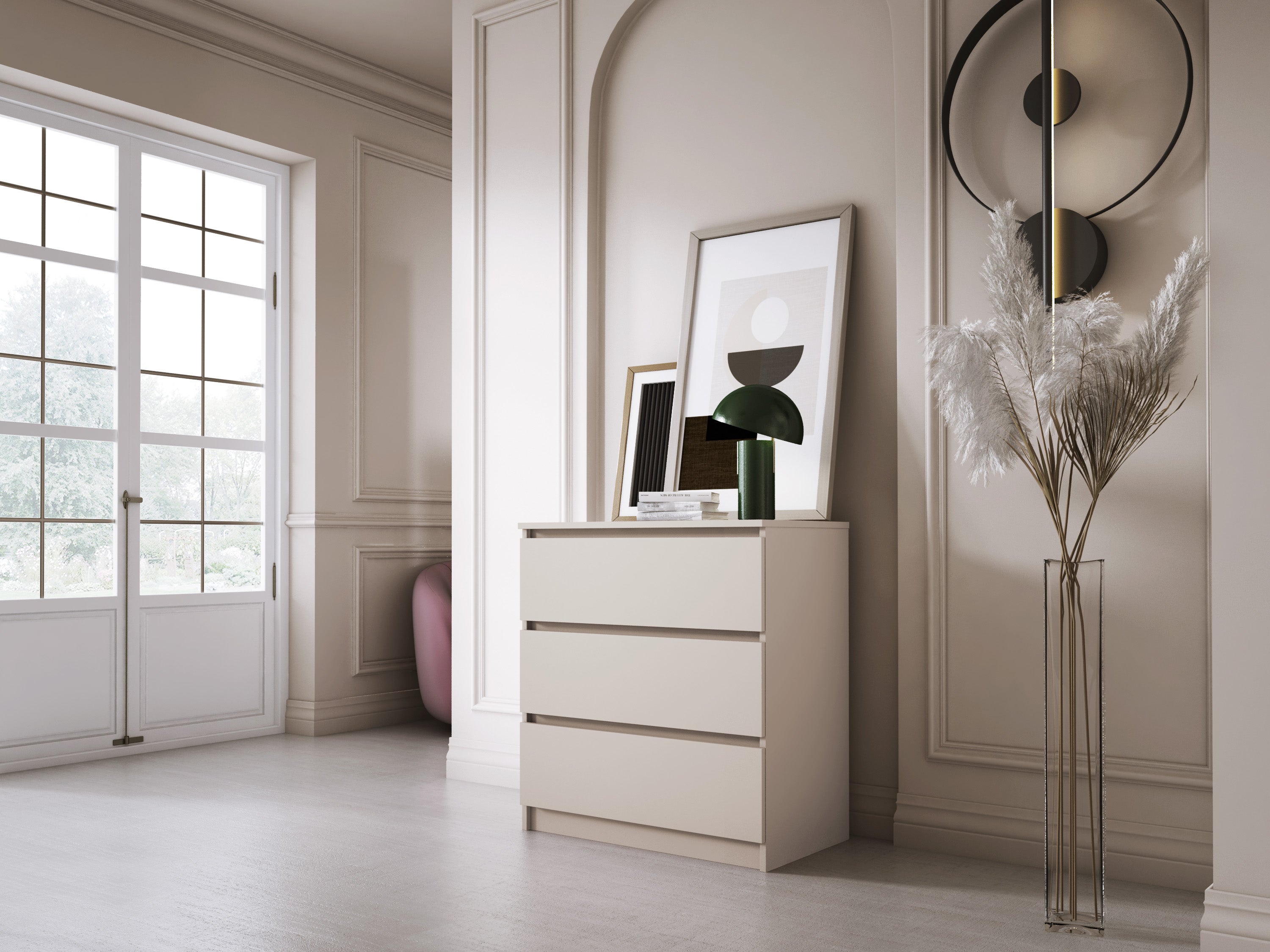 Commode 3 tiroirs, cachemire, 70 x 39 x 79 cm - 4