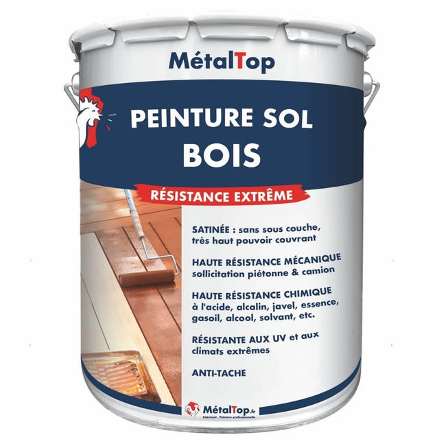 Peinture Sol Bois - Rouge signalisation - RAL 3020 - 5 L - Métaltop ...